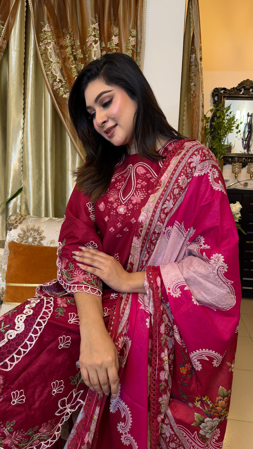 Red Pakistani Ethnic Inspired Dress