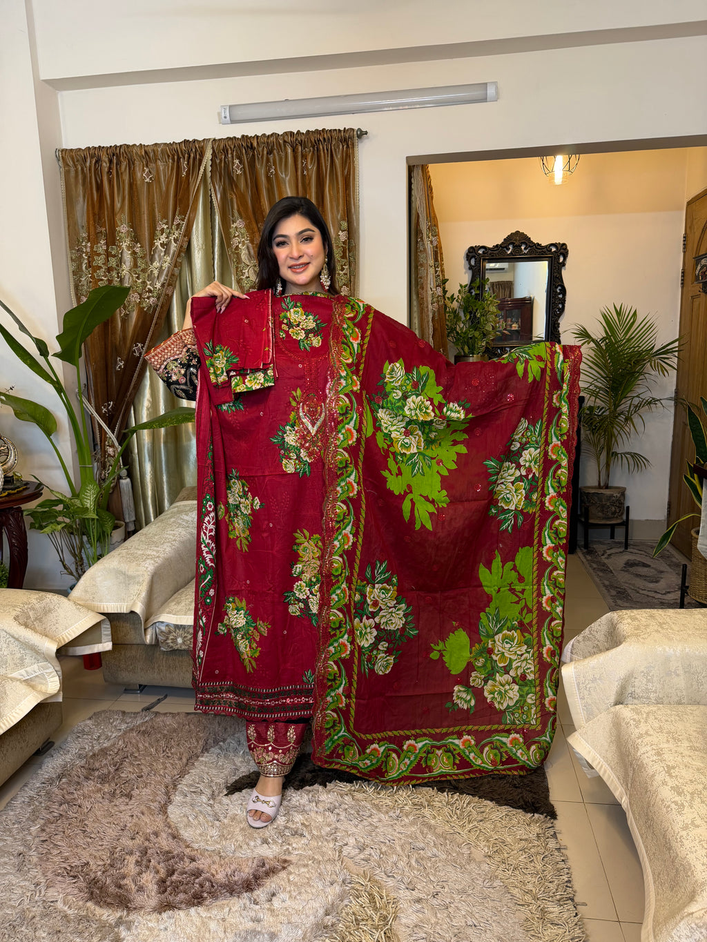 Red Ziva Inspired Unstitched
