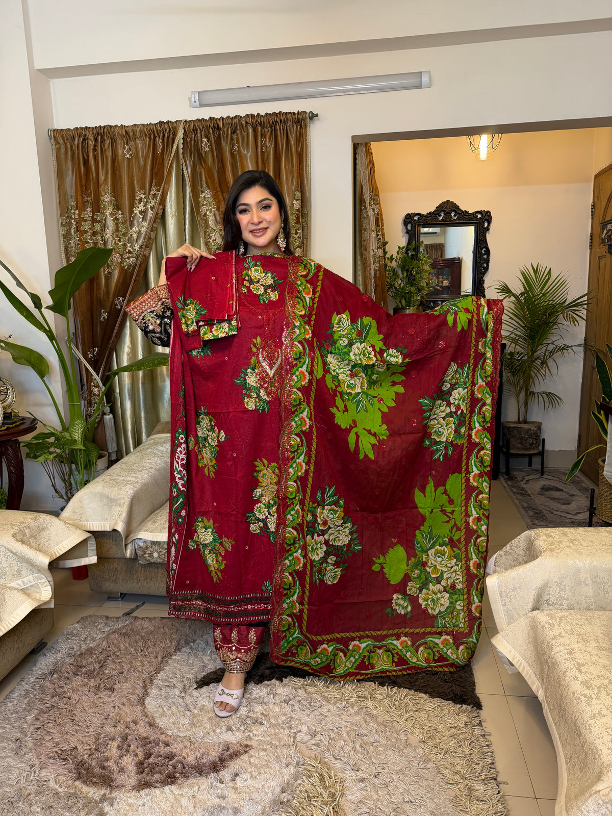 Red Ziva Inspired Unstitched