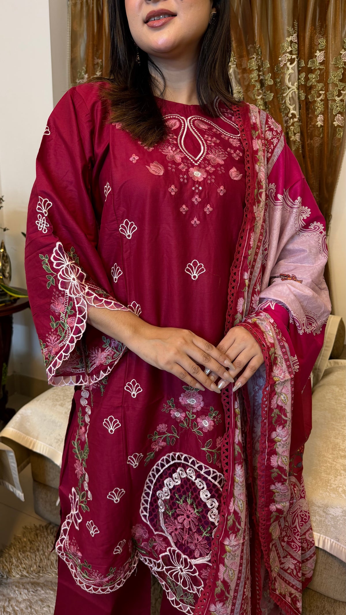 Red Pakistani Ethnic Inspired Dress
