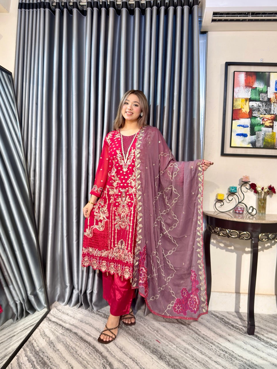 Red Johra Pakistani Inspired Dress