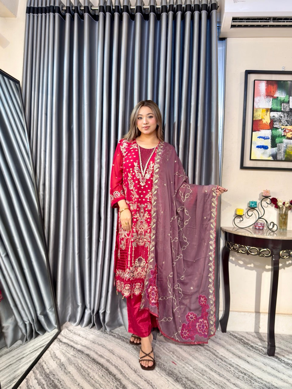 Red Johra Pakistani Inspired Dress