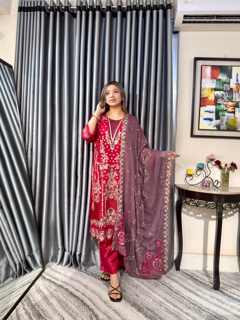 Red Johra Pakistani Inspired Dress