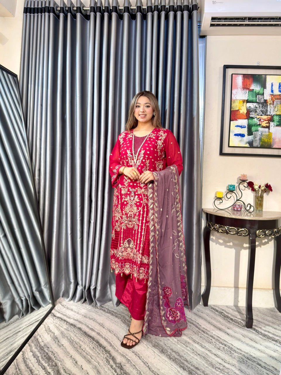 Red Johra Pakistani Inspired Dress