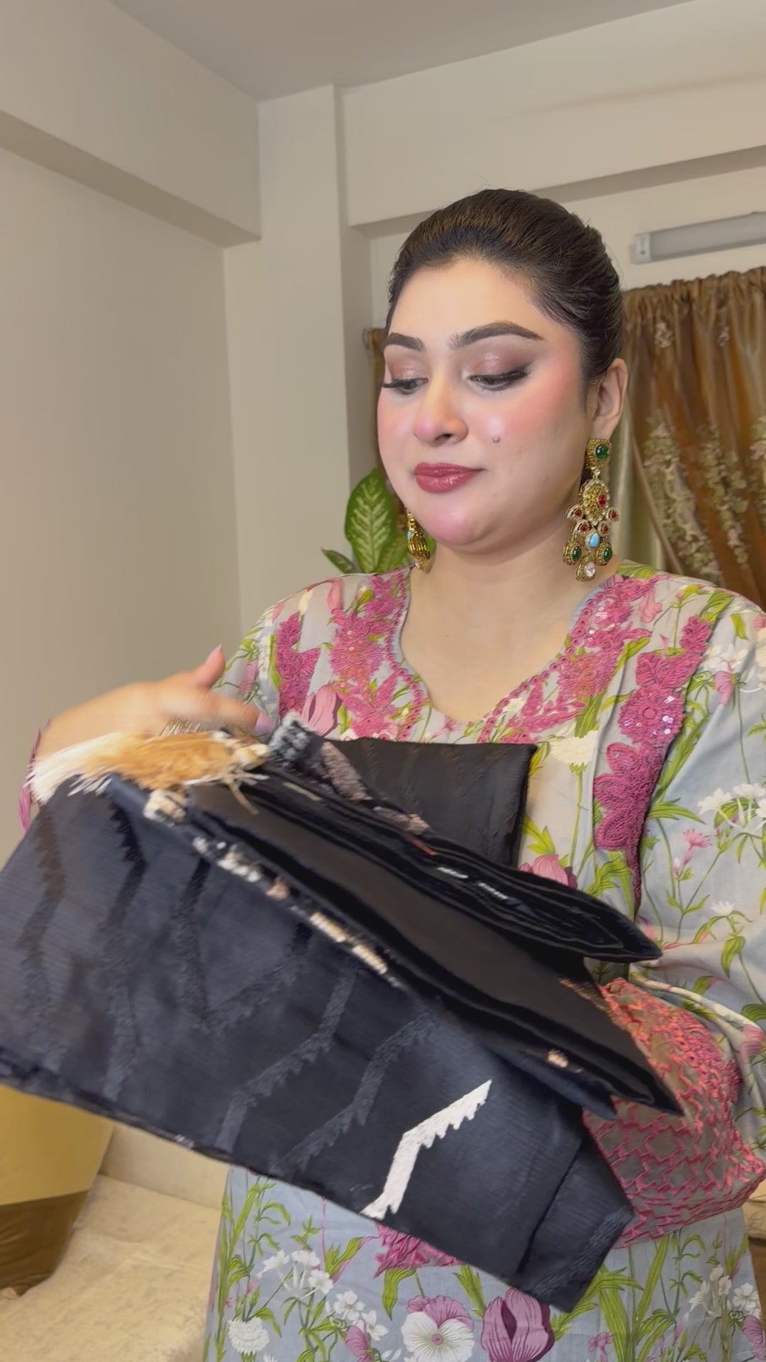 Black Unstitched Jamdani