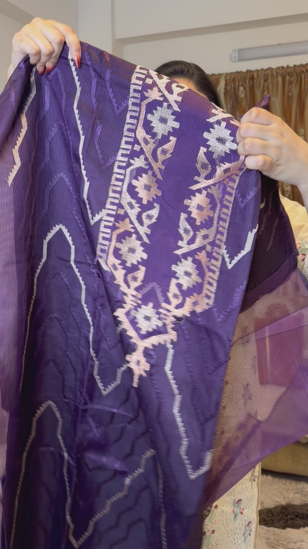 Purple Unstitched Jamdani
