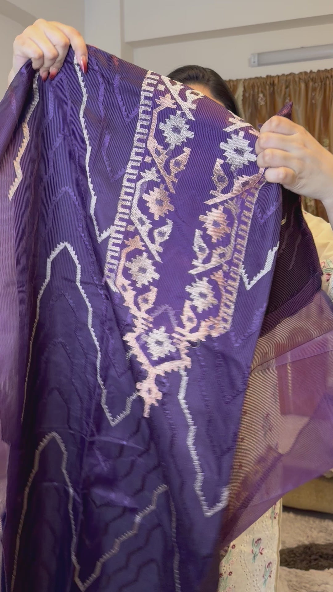 Purple Unstitched Jamdani